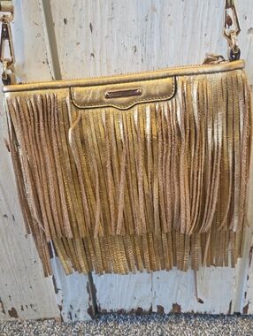 Rebecca MINKOFF Gold Fringe Crossbody Bag - Women's Metallic Fringe Purse